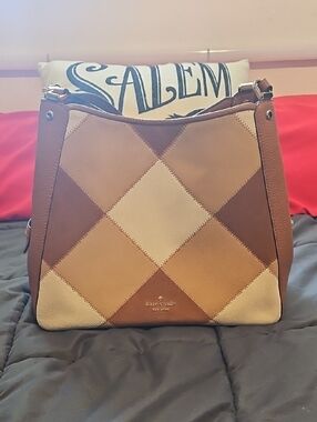 Kate Spade Diamond Leila Patchwork Shoulder Bag - Brown, Tan & Cream NWT